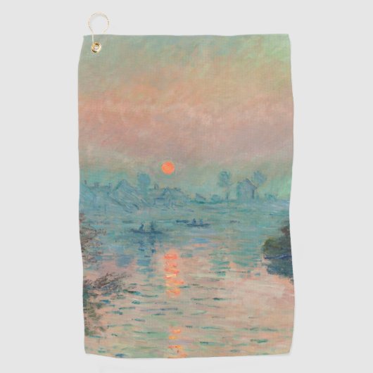 Monet Sunset Seine Fine Art Impressionisme Golfhanddoek (Voorkant)