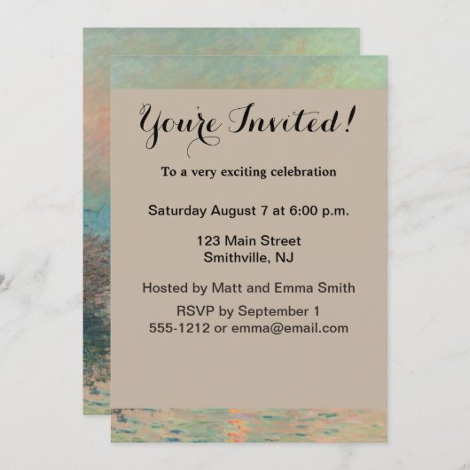 Monet Sunset Seine Fine Art Impressionisme Kaart (Voorkant / Achterkant)