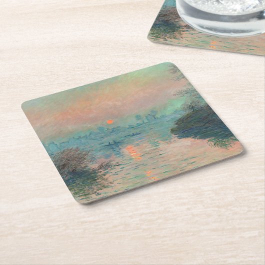 Monet Sunset Seine Fine Art Impressionisme Kartonnen Onderzetters (Schuin)