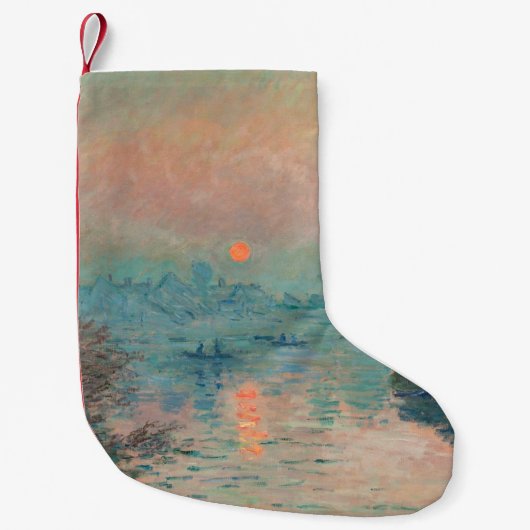 Monet Sunset Seine Fine Art Impressionisme Kleine Kerstsok (Voorkant)
