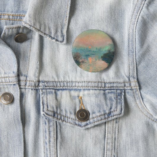 Monet Sunset Seine Fine Art Impressionisme Ronde Button 5,7 Cm (In situ)