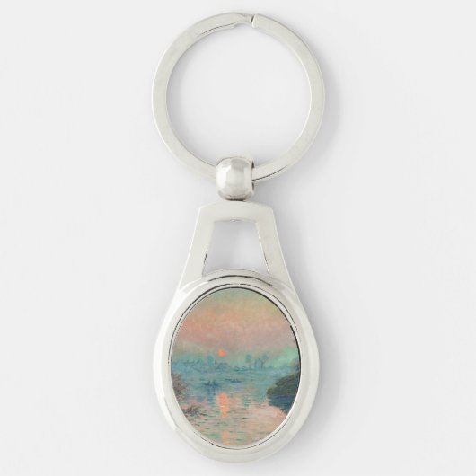 Monet Sunset Seine Fine Art Impressionisme Sleutelhanger (Voorkant)