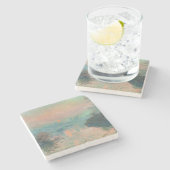Monet Sunset Seine Fine Art Impressionisme Stenen Onderzetter (Zijkant)