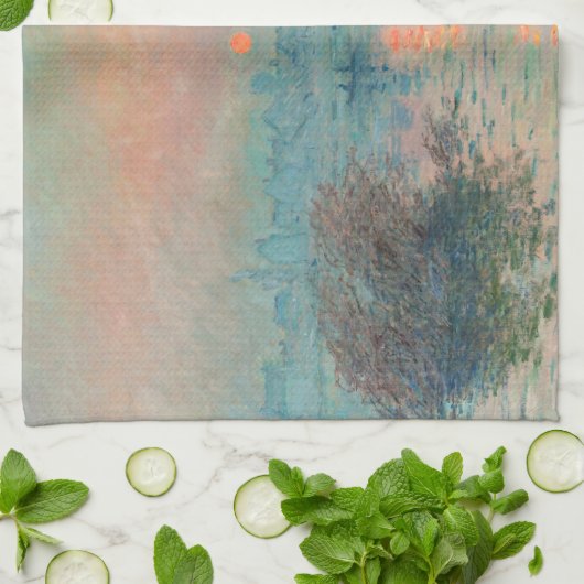 Monet Sunset Seine Fine Art Impressionisme Theedoek (Gevouwen)