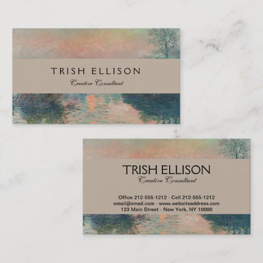 Monet Sunset Seine Fine Art Impressionisme Visitekaartje (Voorkant / Achterkant)