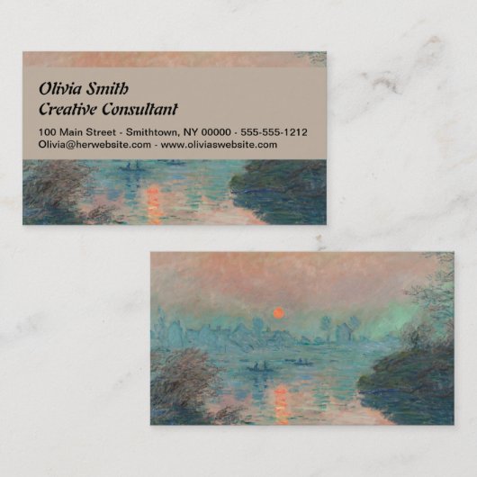 Monet Sunset Seine Fine Art Impressionisme Visitekaartje (Voorkant / Achterkant)