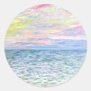 Monet - Sunset te Pourville, mooie kunst, Ronde Sticker