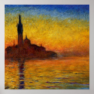 Monet Sunset Venetië Kleurrijke Impressionisme kun Poster