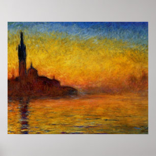 Monet Sunset Venetië Kleurrijke Impressionisme kun Poster