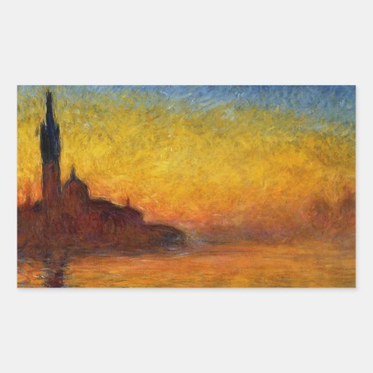 Monet Sunset Venetië Kleurrijke Impressionisme kun Rechthoekige Sticker (Voorkant)
