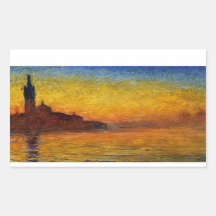 Monet Sunset Venetië Kleurrijke Impressionisme kun Rechthoekige Sticker