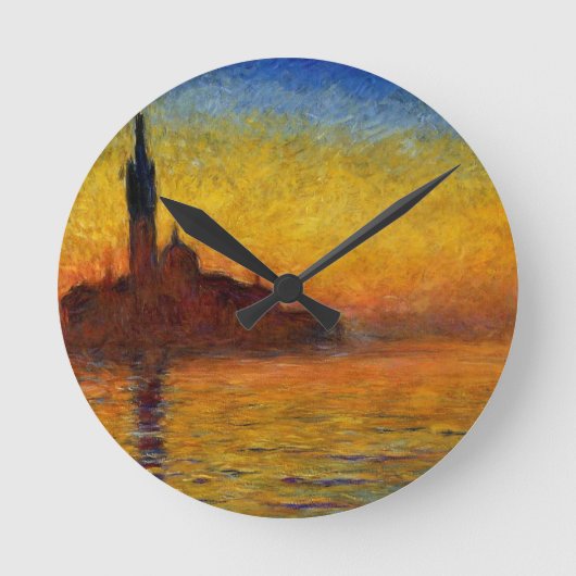 Monet Sunset Venetië Kleurrijke Impressionisme kun Ronde Klok (Voorkant)