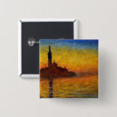 Monet Sunset Venetië Kleurrijke Impressionisme kun Vierkante Button 5,1 Cm (Voorkant /achterkant)