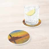 Monet Sunset Venetië Kleurrijke Impressionisme kun Zandsteen Onderzetter (Zijkant)