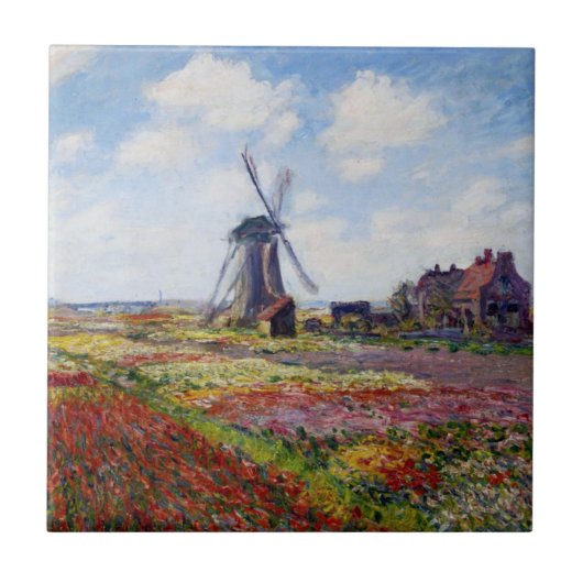 Monet terrein van de Tulpen met windmolens Tegeltje (Voorkant)