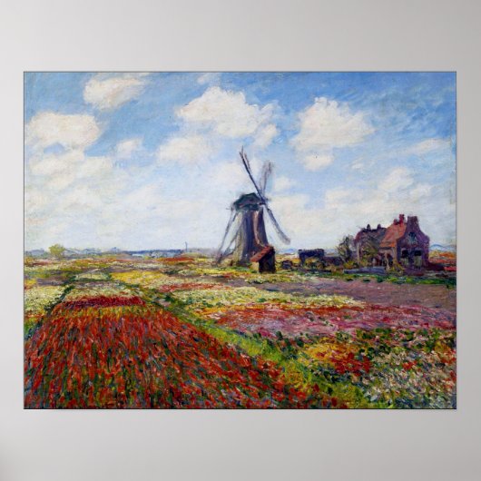 Monet terrein van tulpen met Poster van de windmol (Voorkant)