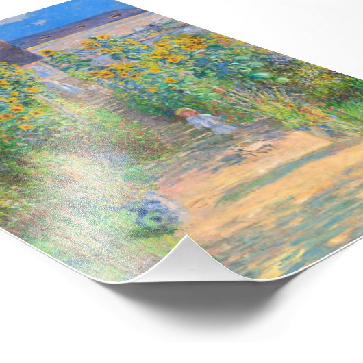 Monet The Artists Garden in Vétheuil Foto Afdruk (Hoek)