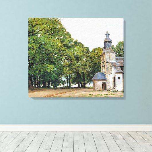 Monet - The Chapel Notre-Dame artwork, Canvas Afdruk (Insitu (Houten vloer))