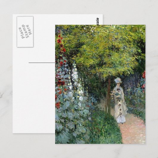Monet - The Garden Hollyhocks Briefkaart (Voorkant / Achterkant)