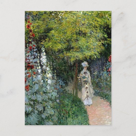 Monet - The Garden Hollyhocks Briefkaart (Voorkant)