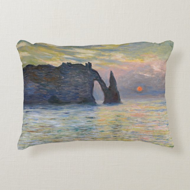 Monet - The Manneport, Cliff at Etretat, Sunset Accent Kussen (Voorkant)
