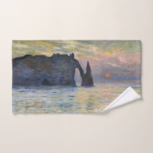 Monet - The Manneport, Cliff at Etretat, Sunset Bad Handdoek (Handdoek)