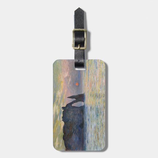 Monet - The Manneport, Cliff at Etretat, Sunset Bagagelabel (Voorkant verticaal)