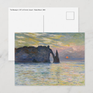 Monet - The Manneport, Cliff at Etretat, Sunset Briefkaart