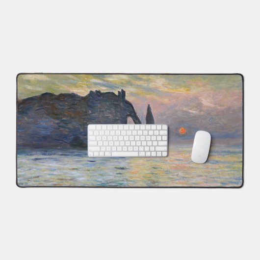 Monet - The Manneport, Cliff at Etretat, Sunset Bureaumat (Keyboard & Muis)