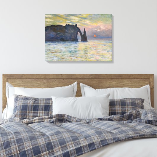 Monet - The Manneport, Cliff at Etretat, Sunset Canvas Afdruk (Insitu (Slaapkamer))