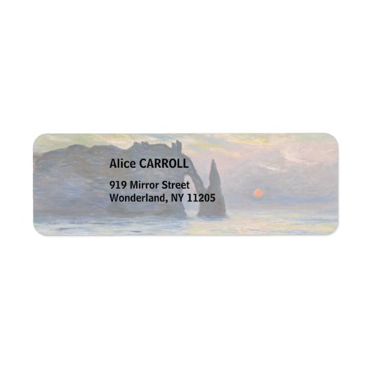 Monet - The Manneport, Cliff at Etretat, Sunset Etiket (Voorkant)