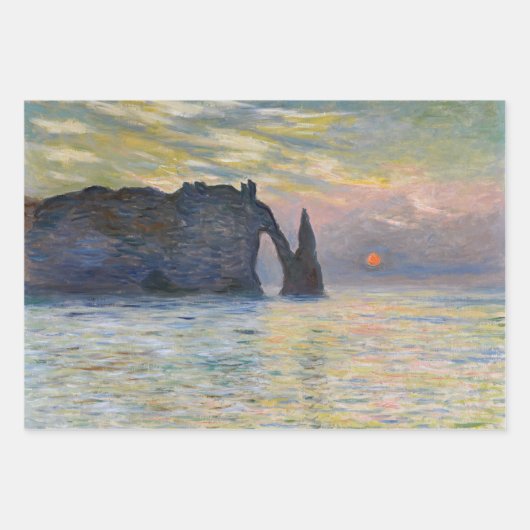 Monet - The Manneport, Cliff at Etretat, Sunset Inpakpapier Vel (Voorkant 2)
