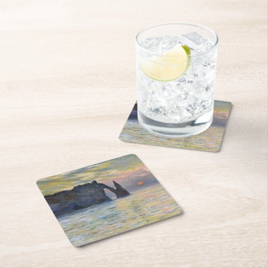 Monet - The Manneport, Cliff at Etretat, Sunset Kartonnen Onderzetters (Insitu)