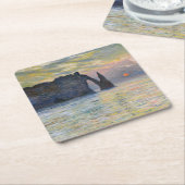 Monet - The Manneport, Cliff at Etretat, Sunset Kartonnen Onderzetters (Schuin)