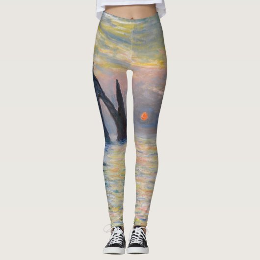 Monet - The Manneport, Cliff at Etretat, Sunset Leggings (Voorkant)
