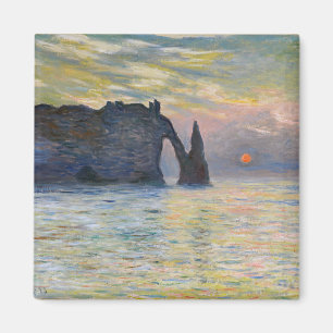 Monet - The Manneport, Cliff at Etretat, Sunset Magneet