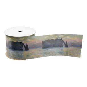 Monet - The Manneport, Cliff at Etretat, Sunset Satijnen Lint