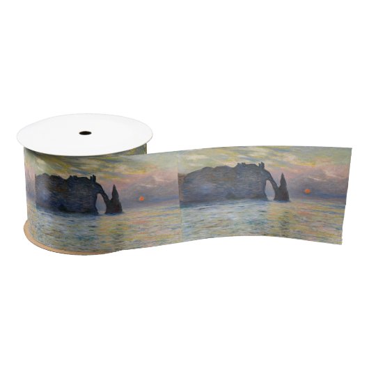 Monet - The Manneport, Cliff at Etretat, Sunset Satijnen Lint (Spoel)