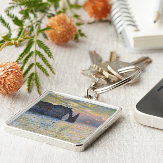 Monet - The Manneport, Cliff at Etretat, Sunset Sleutelhanger (Zijkant)