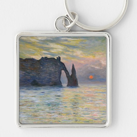 Monet - The Manneport, Cliff at Etretat, Sunset Sleutelhanger (Voorkant)