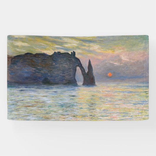 Monet - The Manneport, Cliff at Etretat, Sunset Spandoek (Horizontaal)