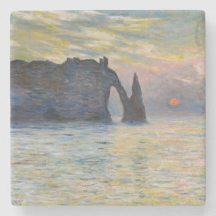 Monet - The Manneport, Cliff at Etretat, Sunset Stenen Onderzetter