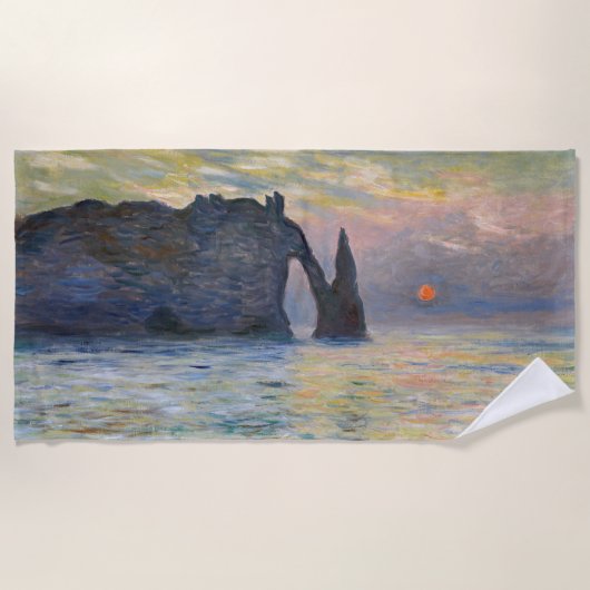 Monet - The Manneport, Cliff at Etretat, Sunset Strandlaken (Voorkant)