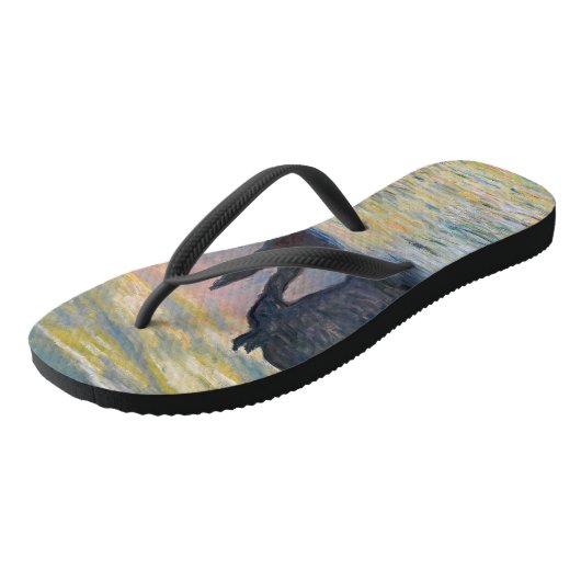 Monet - The Manneport, Cliff at Etretat, Sunset Teenslippers (Schuin)