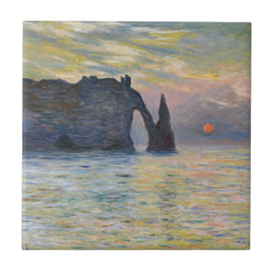 Monet - The Manneport, Cliff at Etretat, Sunset Tegeltje