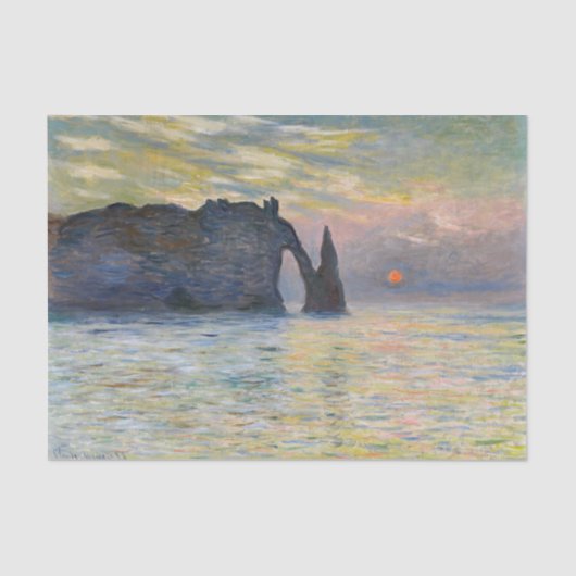 Monet - The Manneport, Cliff at Etretat, Sunset Tissuepapier (Voorkant)