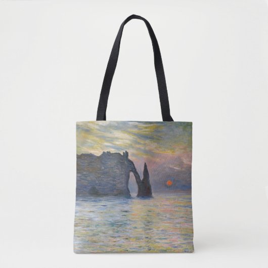 Monet - The Manneport, Cliff at Etretat, Sunset Tote Bag (Voorkant)