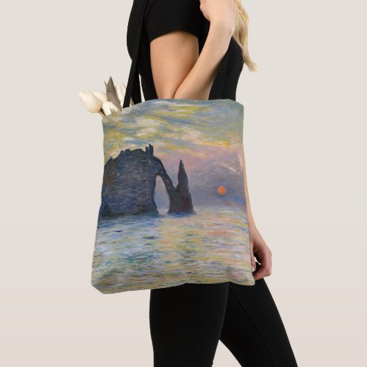 Monet - The Manneport, Cliff at Etretat, Sunset Tote Bag (Dichtbij)