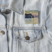 Monet - The Manneport, Cliff at Etretat, Sunset Vierkante Button 5,1 Cm (In situ)