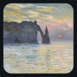 Monet - The Manneport, Cliff at Etretat, Sunset Vierkante Sticker<br><div class="desc">The Manneport,  Cliff at Etretat,  Sunset / Etretat,  soleil couchant - Claude Monet in 1883</div>